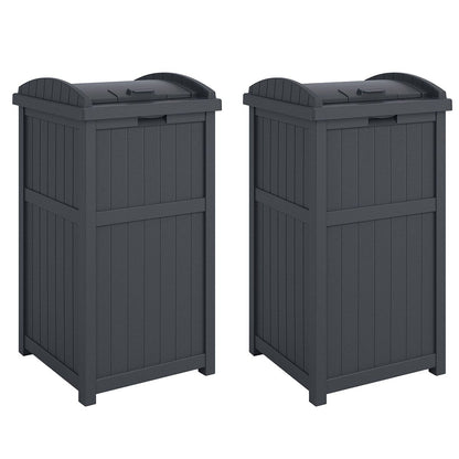 Suncast 30 Gallon Hideaway Trash Waste Bins for Outdoor, Cyberspace