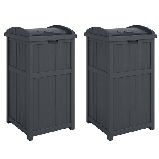 Suncast 30 Gallon Hideaway Trash Waste Bins for Outdoor, Cyberspace