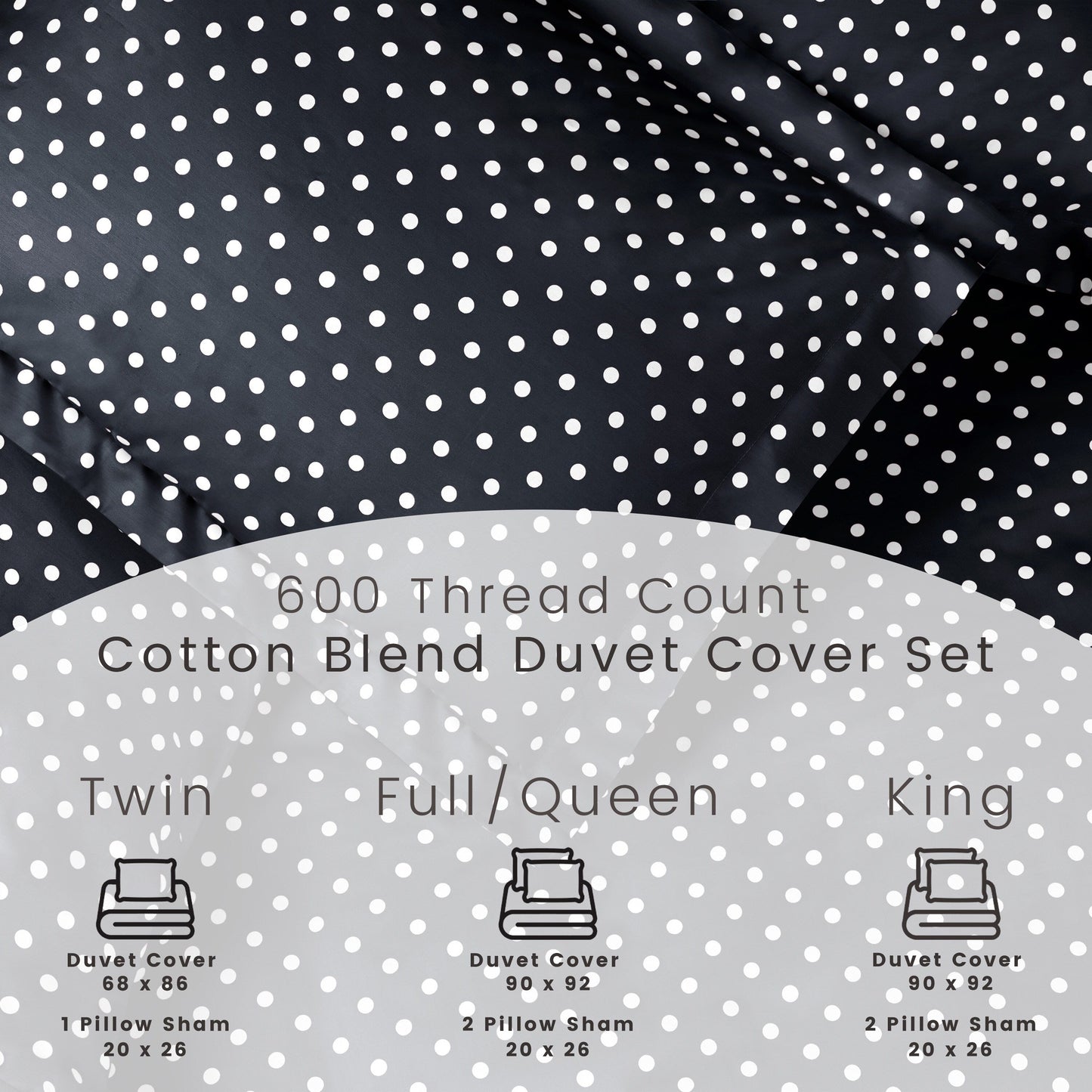 Superior Thread Count 600TC Polka Dot Cotton Blend Duvet Cover Set