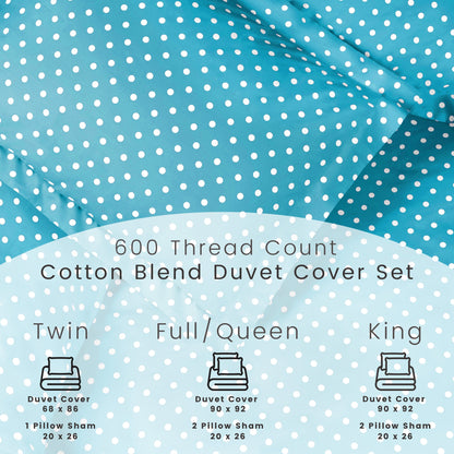Superior Thread Count 600TC Polka Dot Cotton Blend Duvet Cover Set