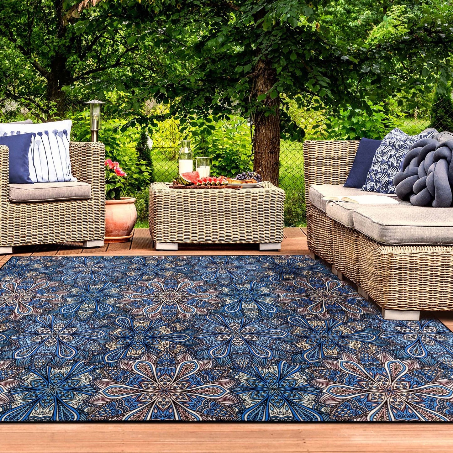 Superior Cassidy Floral Boho Non-Slip Indoor Outdoor Area Rug