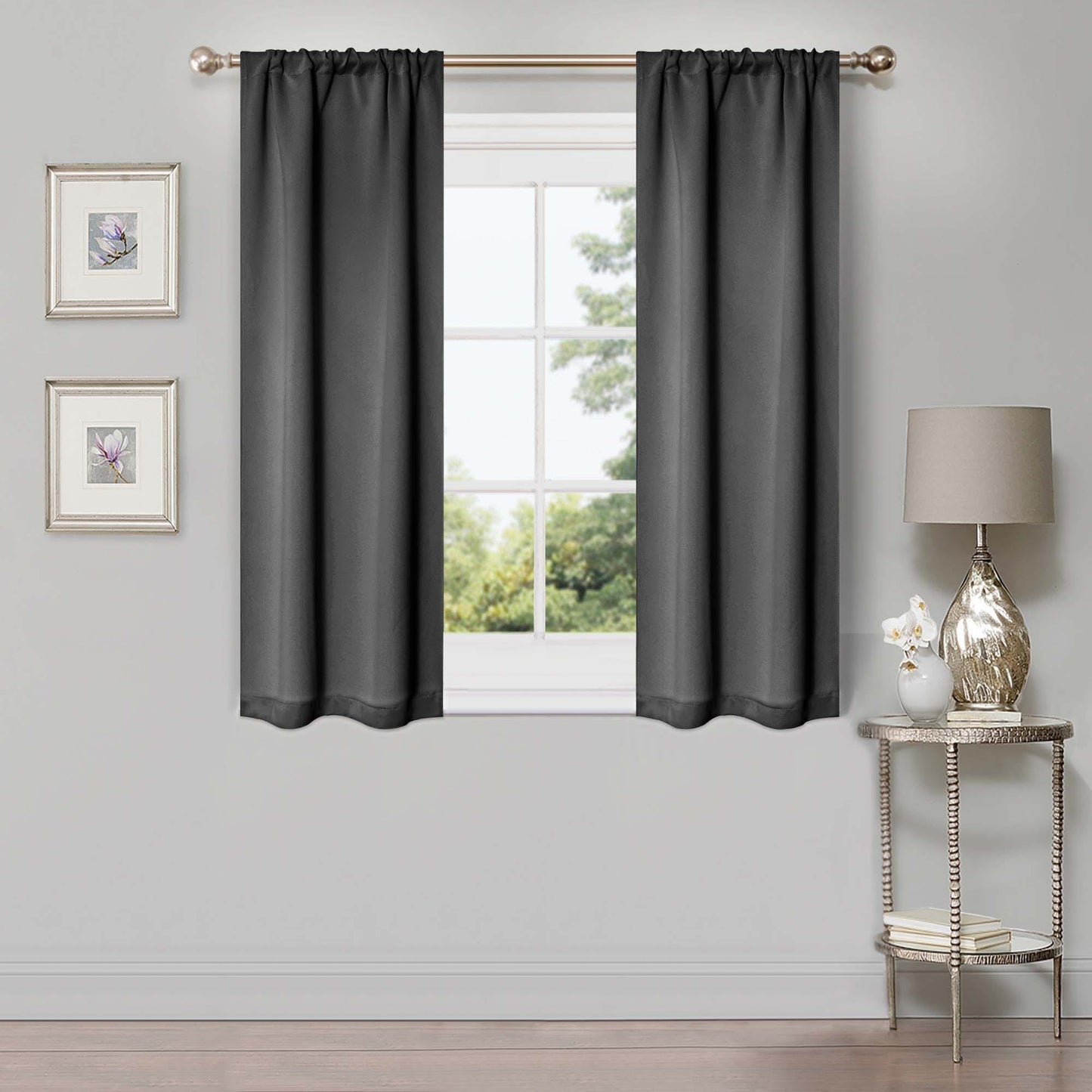 Superior Modern Solid Washable Room Darkening Blackout Curtains, Set of 2 Panels