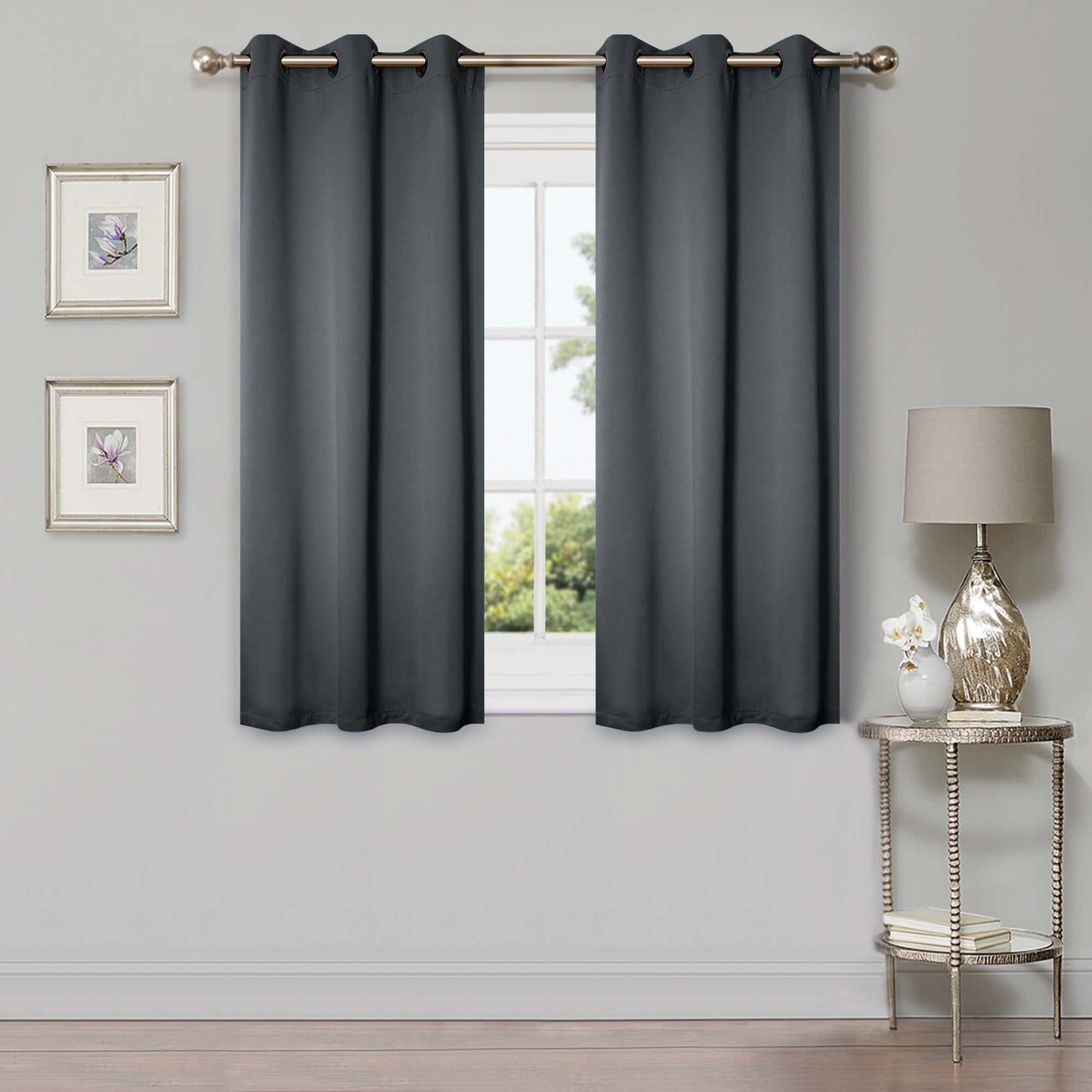 Superior Modern Solid Washable Room Darkening Blackout Curtains, Set of 2 Panels