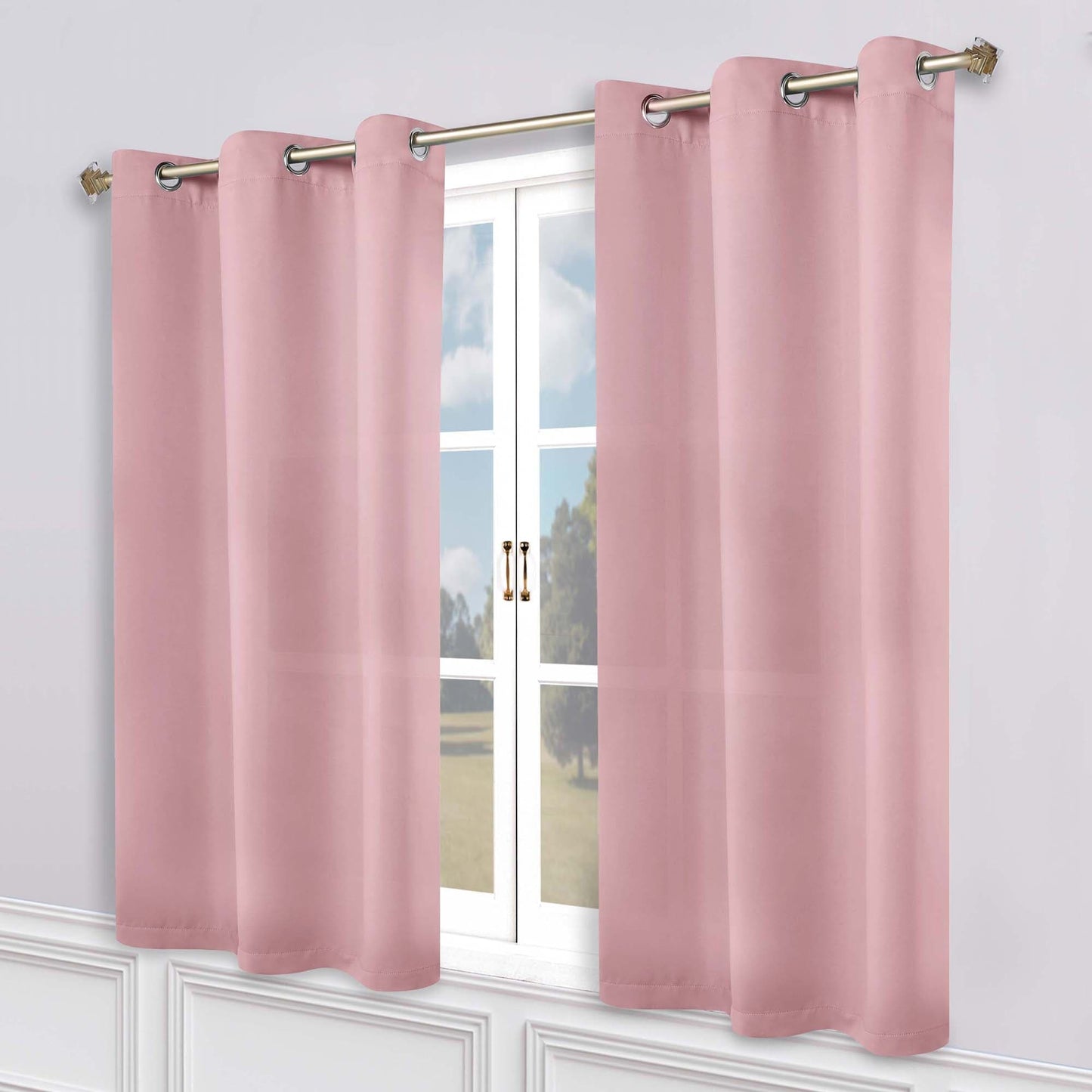 Superior Modern Solid Washable Room Darkening Blackout Curtains, Set of 2 Panels