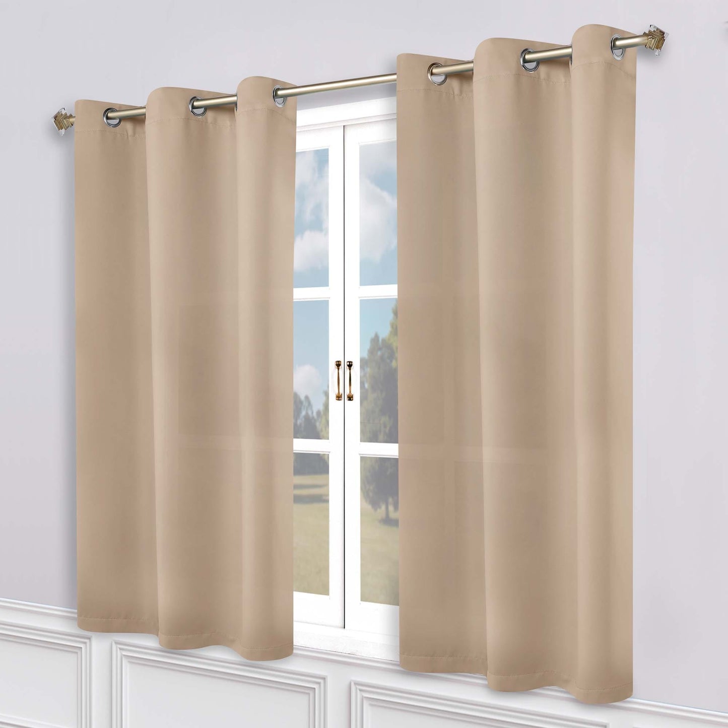 Superior Modern Solid Washable Room Darkening Blackout Curtains, Set of 2 Panels