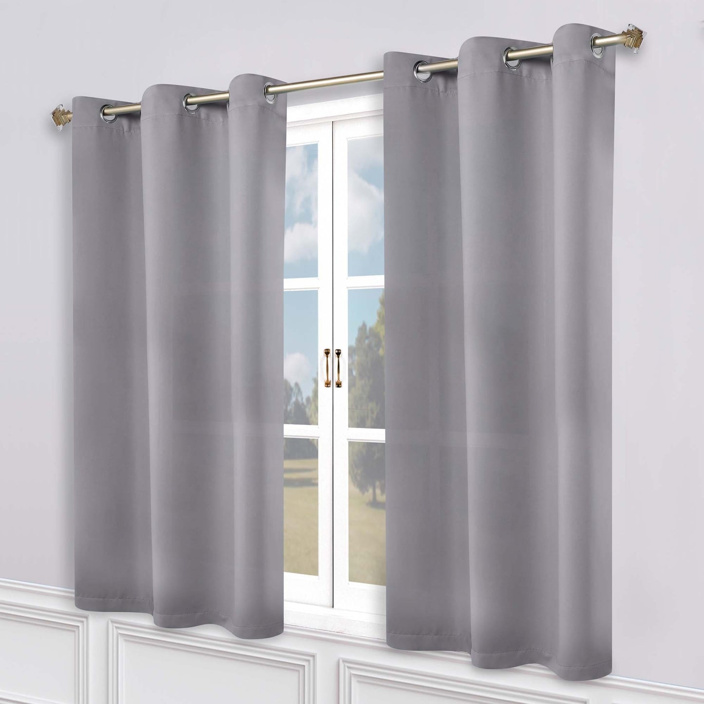 Superior Modern Solid Washable Room Darkening Blackout Curtains, Set of 2 Panels