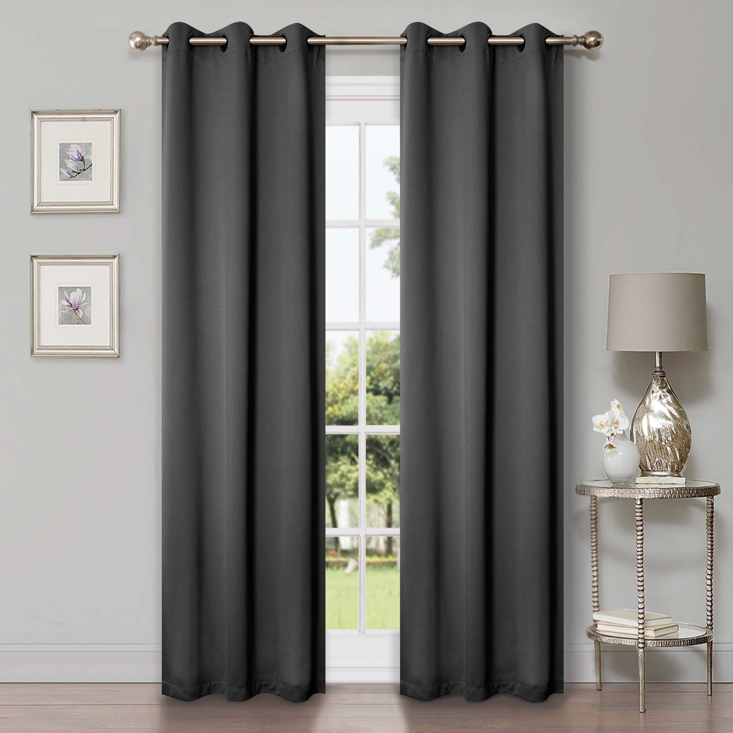 Superior Modern Solid Washable Room Darkening Blackout Curtains, Set of 2 Panels