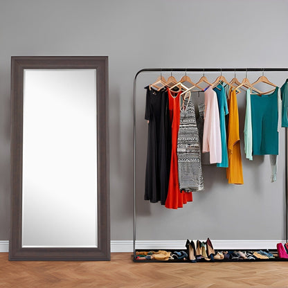 Tall Mirror Full Body Oversized Mirror Smooth Faux Wood Frame Rectangle Wall Mounted Hanging Mirror