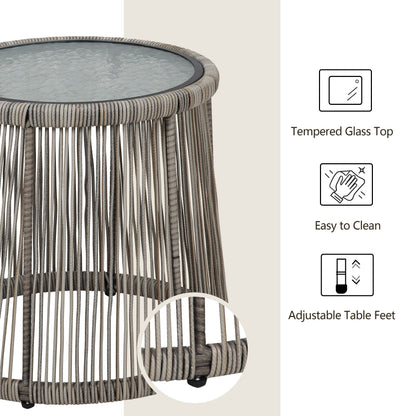 3 Piece Outdoor Wicker Conversation Bistro Set, All-Weather Rattan Furniture Patio Chairs Set with Cushions