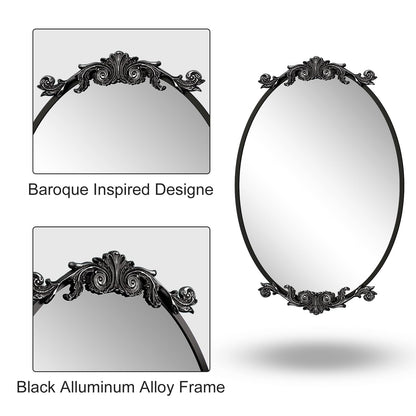 Oval Vintage Ornate Baroque Wall Mirror
