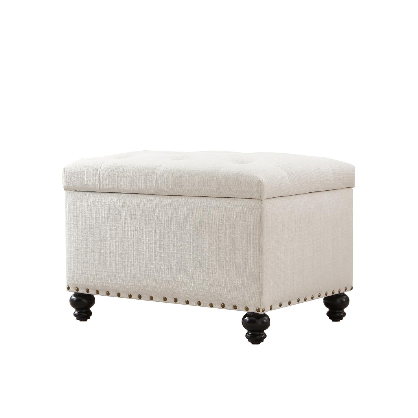 Tufted Storage Ottoman Bench, Rectangular Footstool