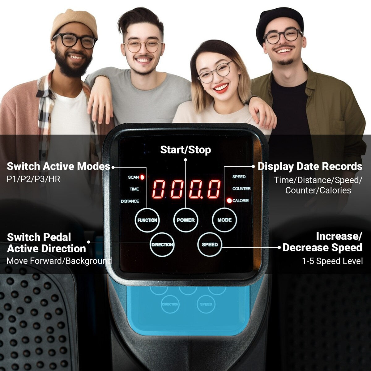 Under Desk Elliptical Machine, Elliptical Trainer with Remote Control Seated Pedal Exerciser for Seniors Adults and Teens