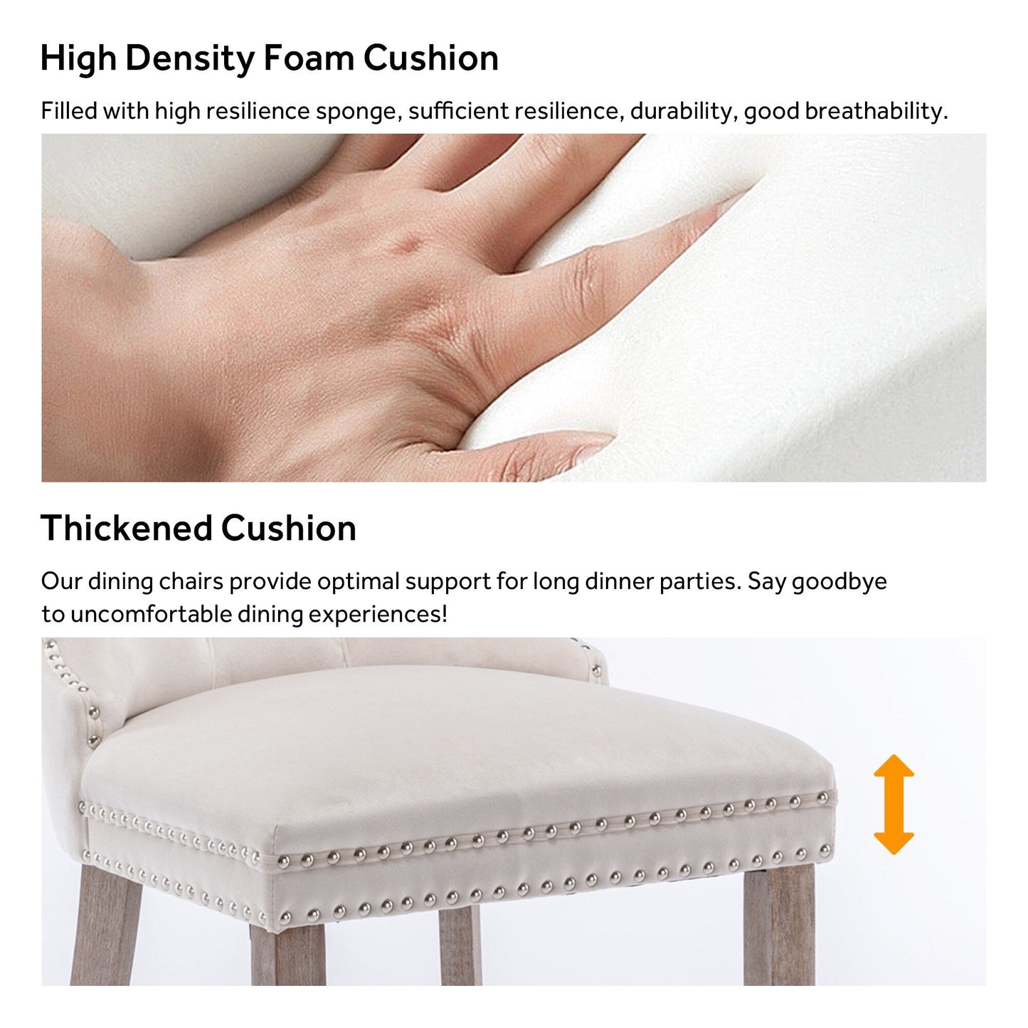 Upholstered Tufted Velvet Dining Chair with Solid Wood Legs Set of 6