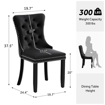 Upholstered Tufted Velvet Dining Chair with Solid Wood Legs Set of 6