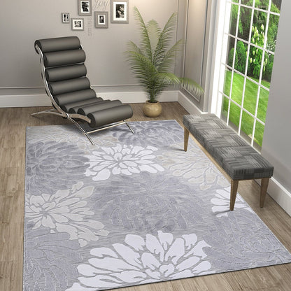 VILLADECOR Floral Indoor Outdoor Area Rug Low High Pile Rugs For Patio