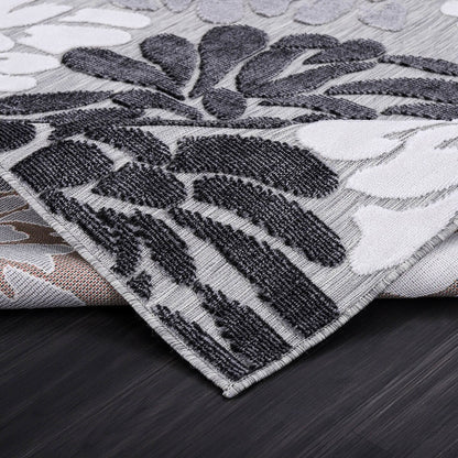 VILLADECOR Floral Indoor Outdoor Area Rug Low High Pile Rugs For Patio