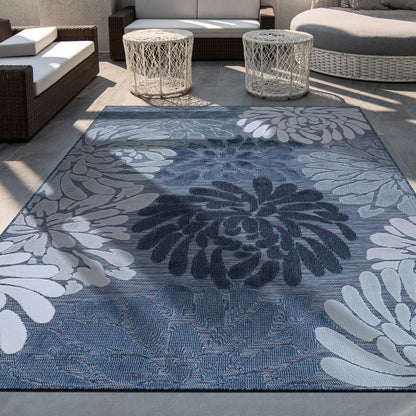 VILLADECOR Floral Indoor Outdoor Area Rug Low High Pile Rugs For Patio