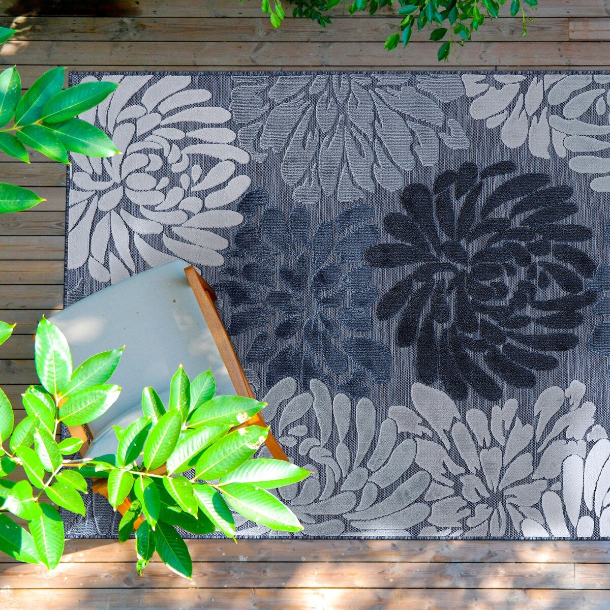 VILLADECOR Floral Indoor Outdoor Area Rug Low High Pile Rugs For Patio