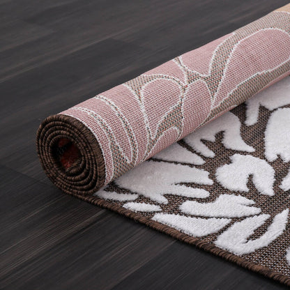 VILLADECOR Floral Indoor Outdoor Area Rug Low High Pile Rugs For Patio