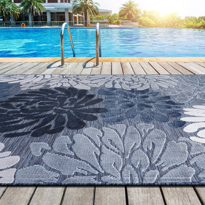 VILLADECOR Floral Indoor Outdoor Area Rug Low High Pile Rugs For Patio