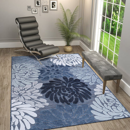 VILLADECOR Floral Indoor Outdoor Area Rug Low High Pile Rugs For Patio