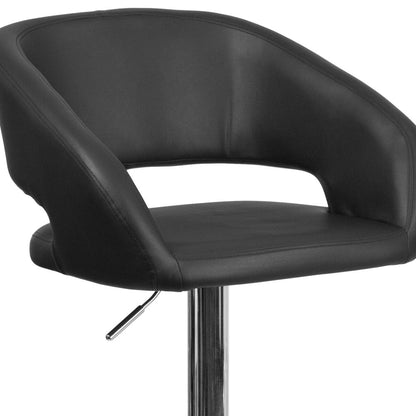 Modern Upholstered Adjustable-Height Barstool with Rounded Back