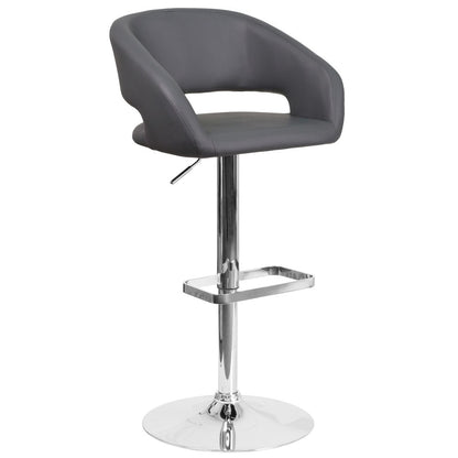 Modern Upholstered Adjustable-Height Barstool with Rounded Back