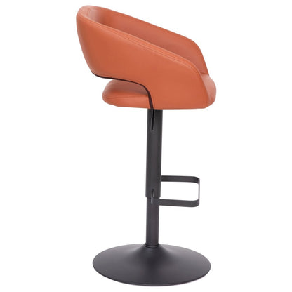 Modern Upholstered Adjustable-Height Barstool with Rounded Back