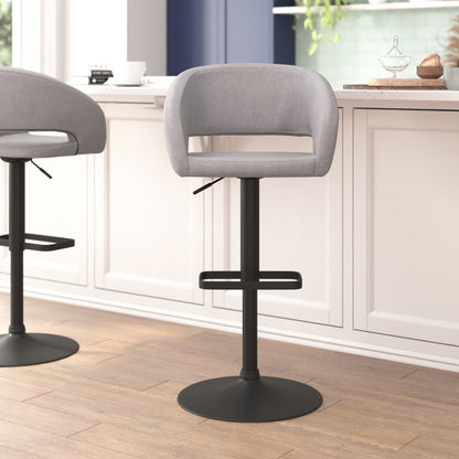 Modern Upholstered Adjustable-Height Barstool with Rounded Back