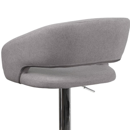 Modern Upholstered Adjustable-Height Barstool with Rounded Back