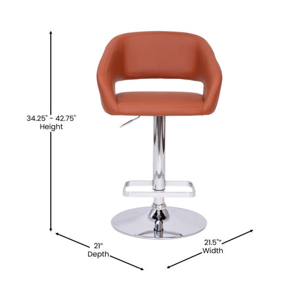 Modern Upholstered Adjustable-Height Barstool with Rounded Back