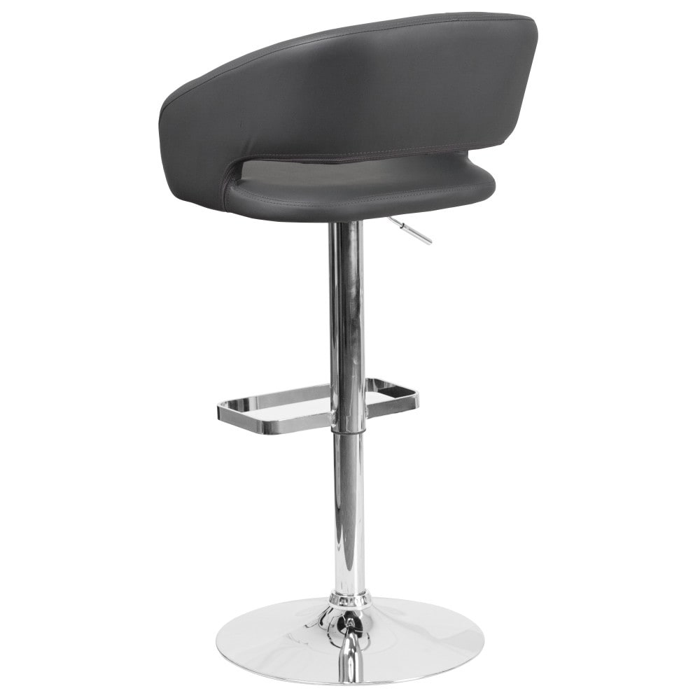 Modern Upholstered Adjustable-Height Barstool with Rounded Back