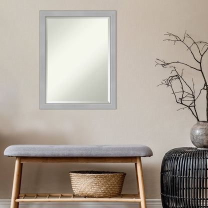 Beveled Bathroom Wall Mirror - Vista Brushed Nickel Frame
