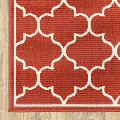 Vista Home Martinique Off-White/Brick Red Lattice Indoor/Outdoor Rug.