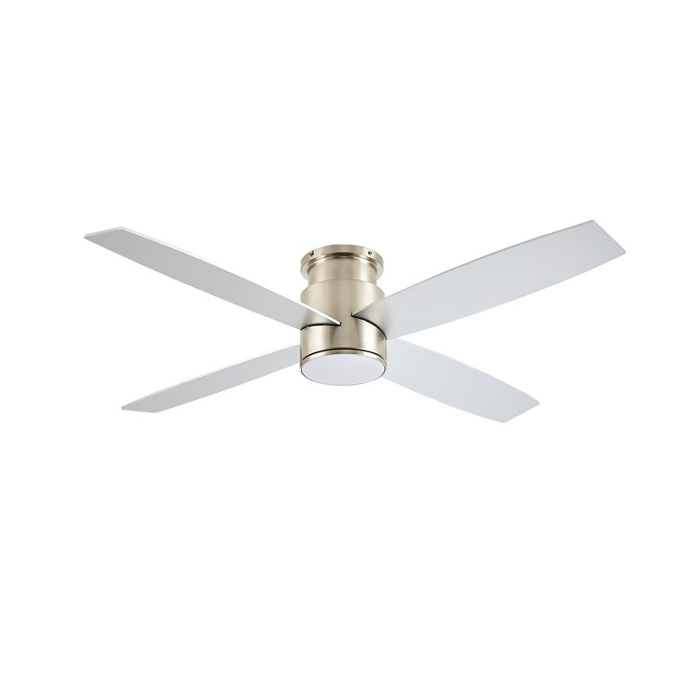 WINGBO 44/52 Inch Flush Mount DC Ceiling Fan with Lights and Remote, 4 Reversible Blades