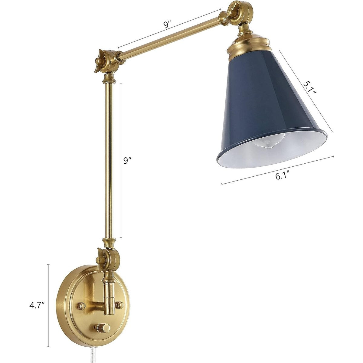 WINGBO Industrial Swing Arm Wall Sconce with Metal Shade,2-Pack...