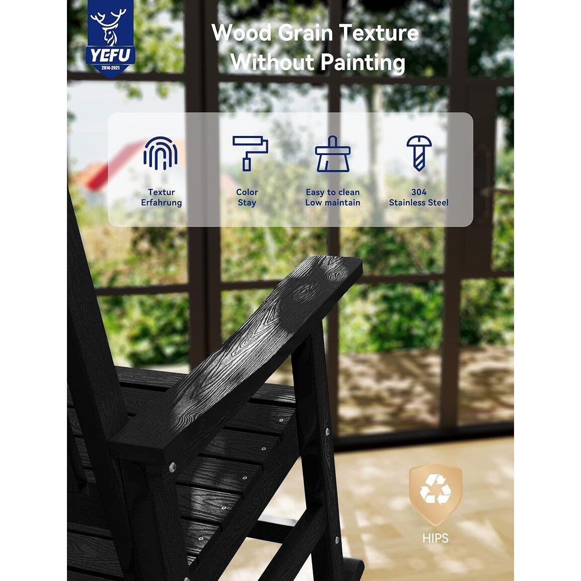 WINSOON All Weather Outdoor Rocking Chair, Set of 2