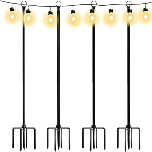 WaLensee 9.4 FT String Light Poles with Hook for Hanging String Lights for Garden Party Patio Christmas Wedding