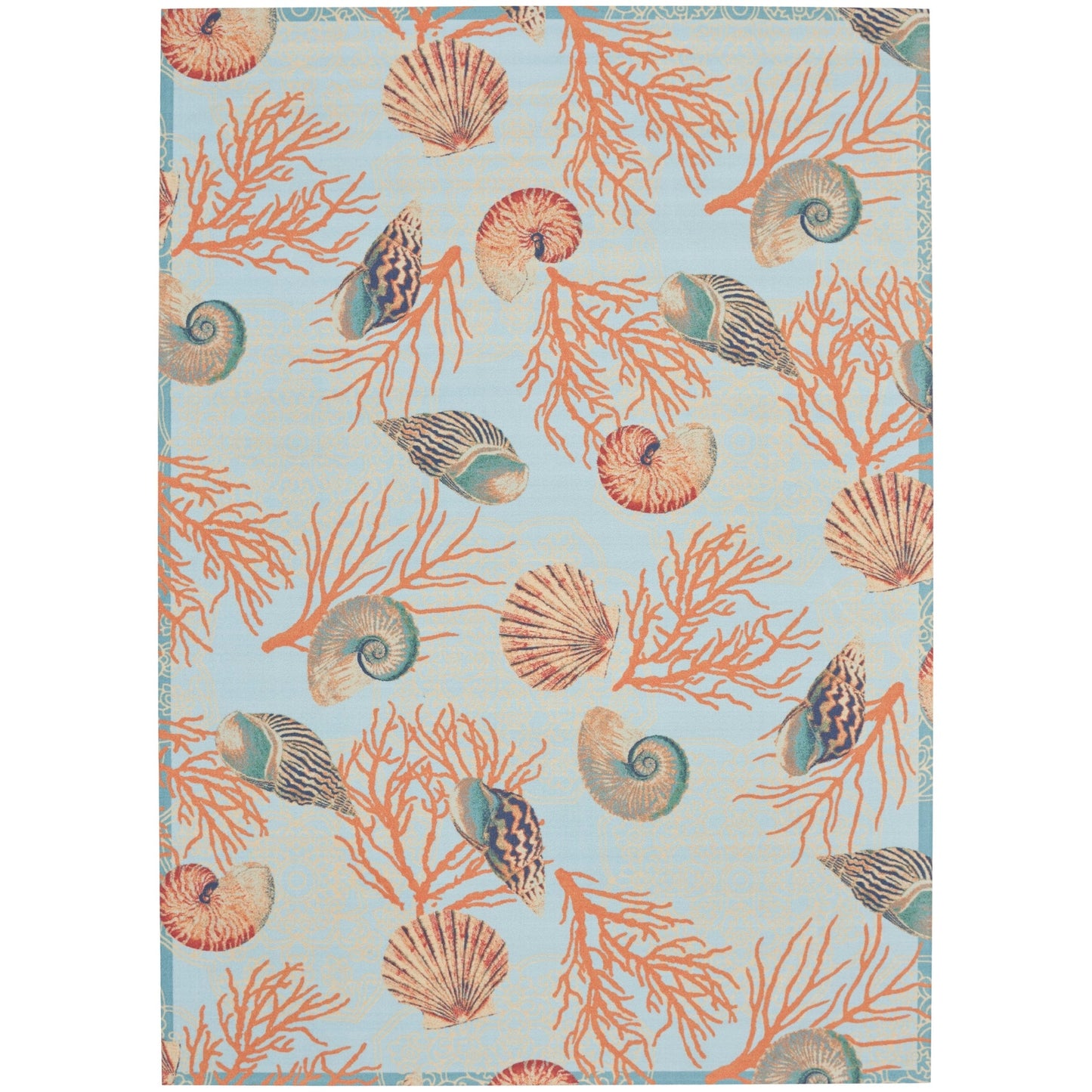 Waverly Sun & Shade Shore Thing Tropical Sea Shell Floral Indoor Outdoor Area Rug