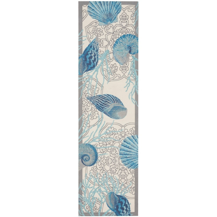 Waverly Sun & Shade Shore Thing Tropical Sea Shell Floral Indoor Outdoor Area Rug