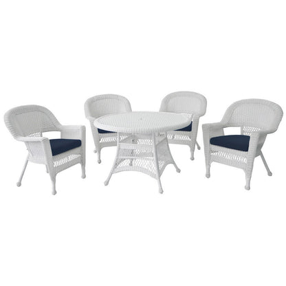 5-piece White Resin Wicker Dining Set