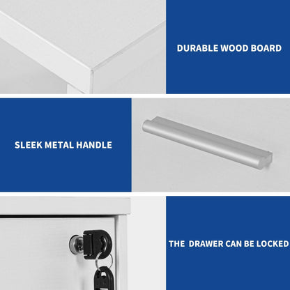 Wood File Cabinet with Charging Station Mobile Lateral Filing Cabinet Lockable Fits A4 Letter Legal Size Files