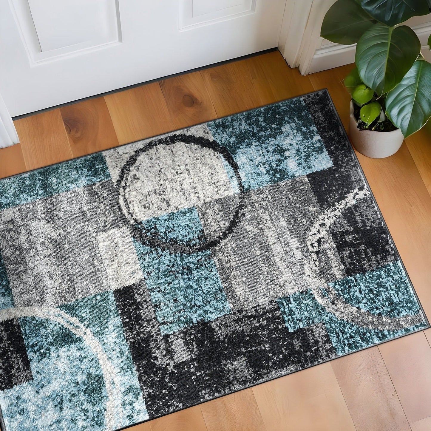 World Rug Gallery Abstract Polypropylene Machine-Made Circle Area Rug