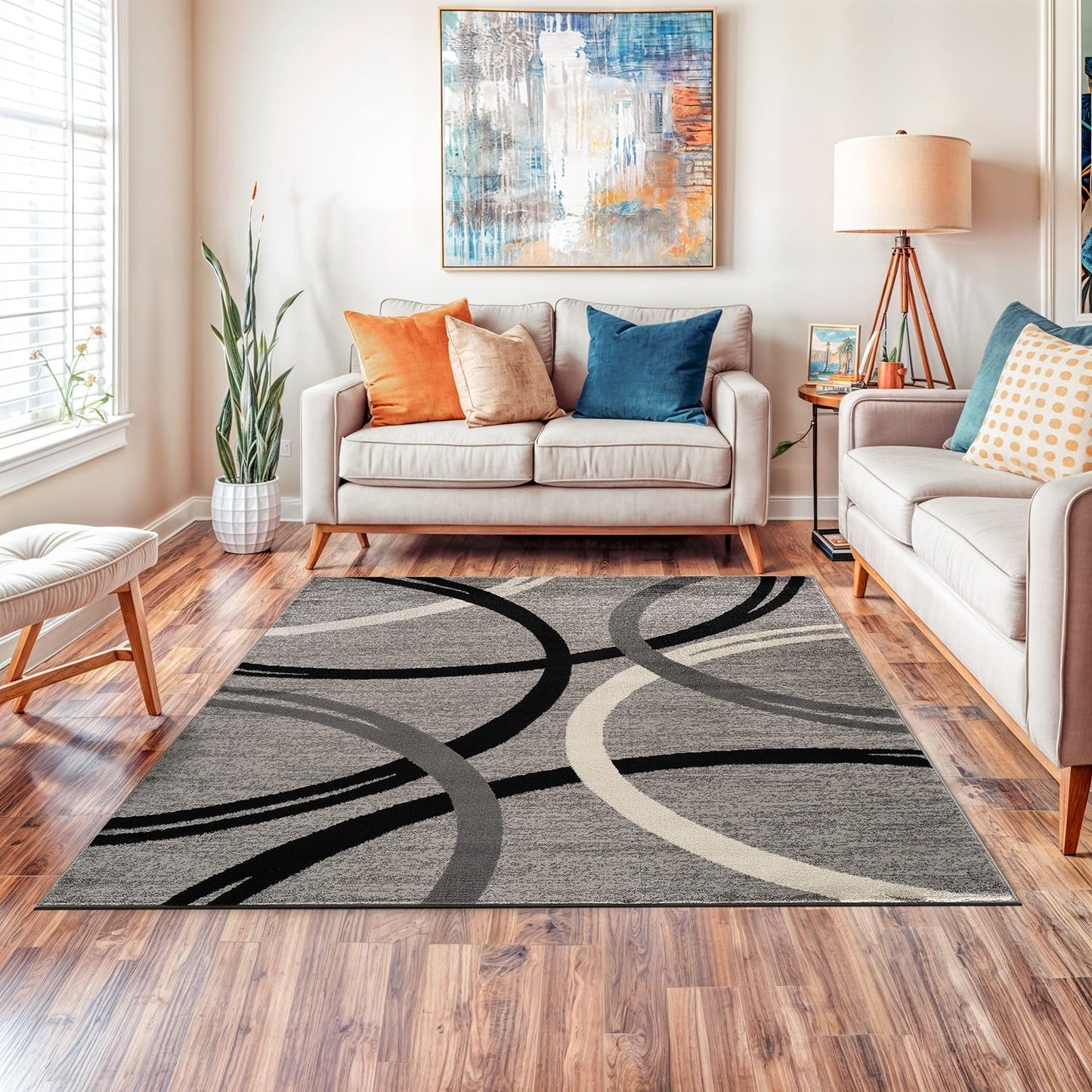 World Rug Gallery Contemporary Abstract Circles Design Area Rug