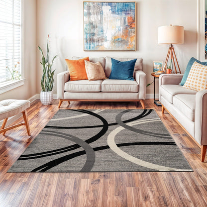 World Rug Gallery Contemporary Abstract Circles Design Area Rug