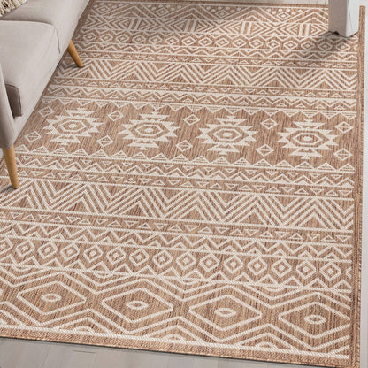 World Rug Gallery Distressed Geometric Bohemian Textured Flat Weave Indoor/Outdoor Area Rug