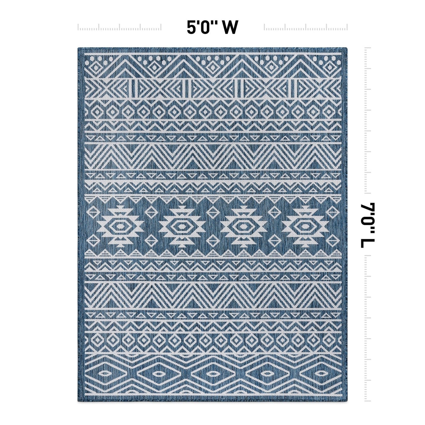 World Rug Gallery Distressed Geometric Bohemian Textured Flat Weave Indoor/Outdoor Area Rug