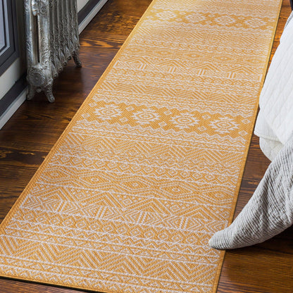 World Rug Gallery Distressed Geometric Bohemian Textured Flat Weave Indoor/Outdoor Area Rug