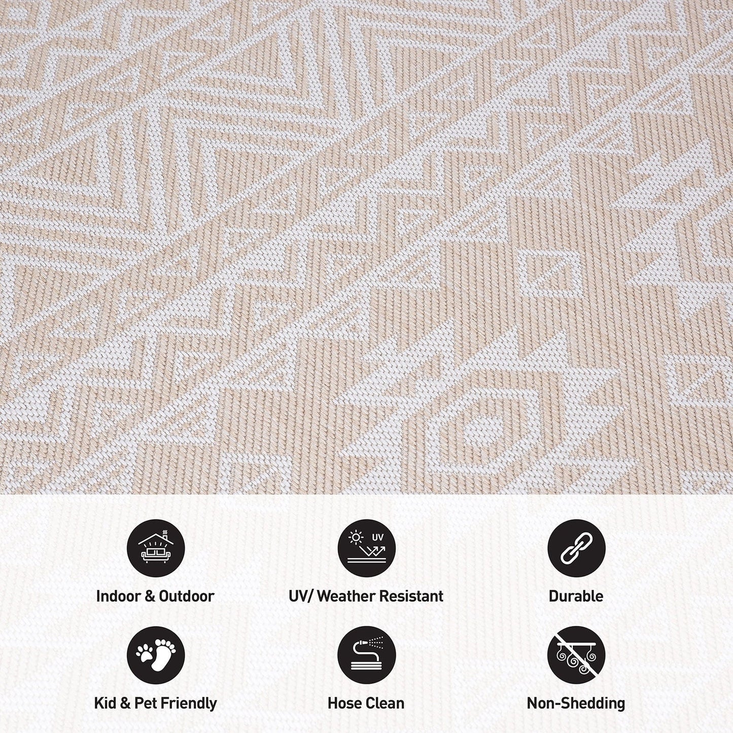 World Rug Gallery Distressed Geometric Bohemian Textured Flat Weave Indoor/Outdoor Area Rug