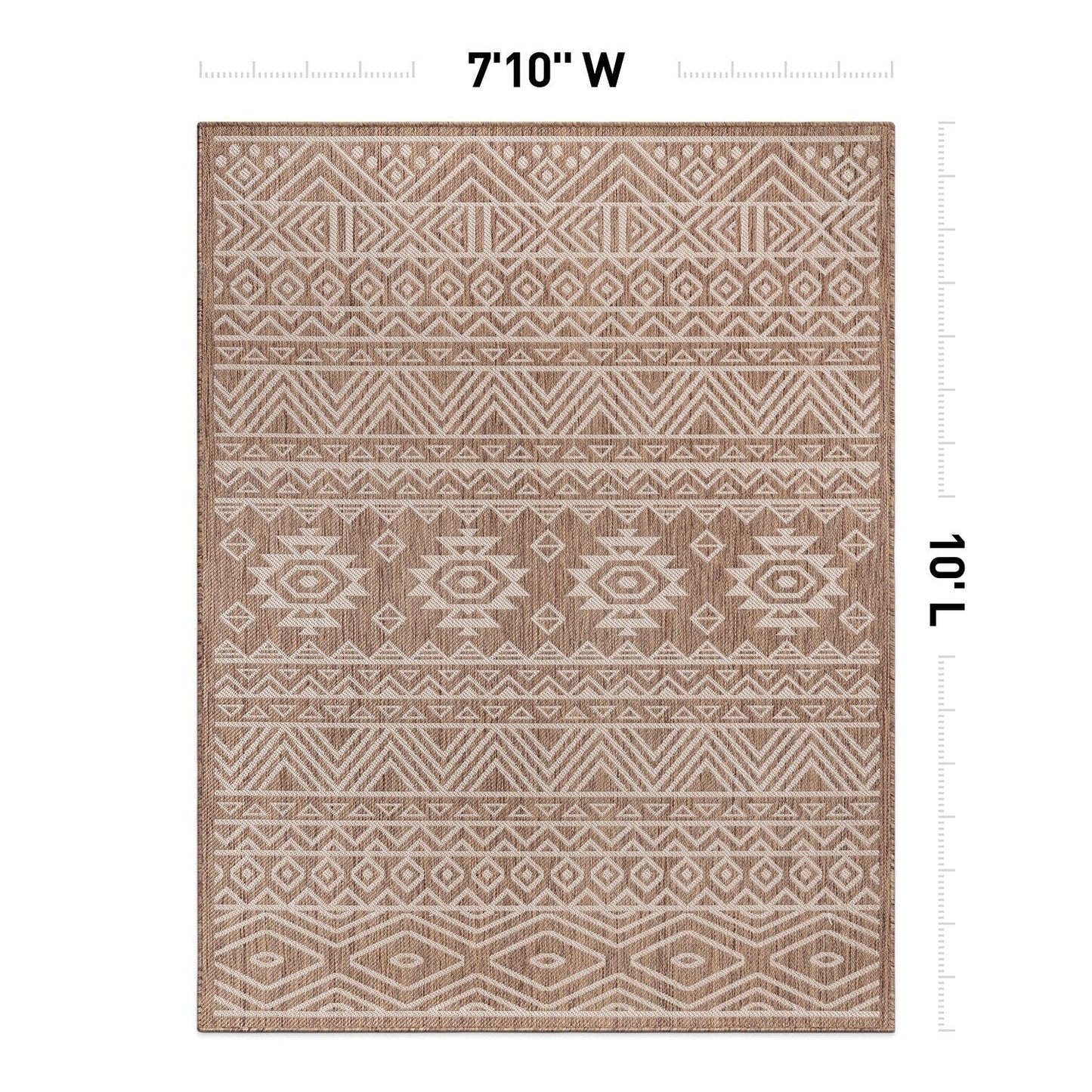World Rug Gallery Distressed Geometric Bohemian Textured Flat Weave Indoor/Outdoor Area Rug
